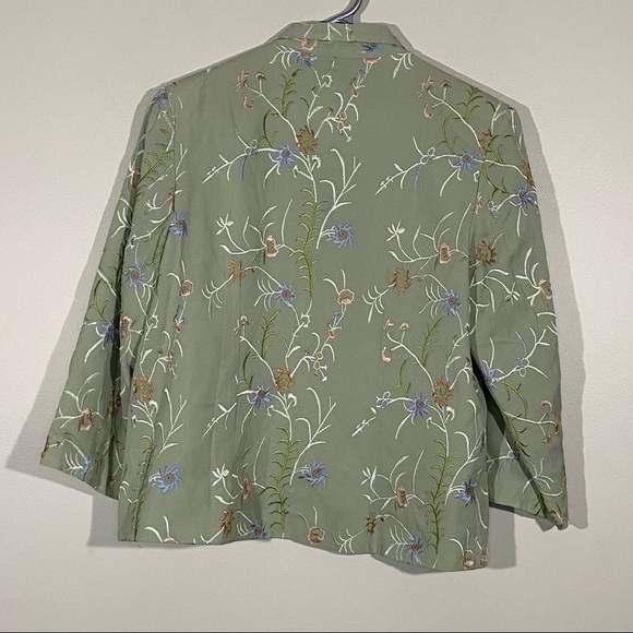 Soft Surroundings Green Silk Embroidered Jacket - Picture 2 of 6